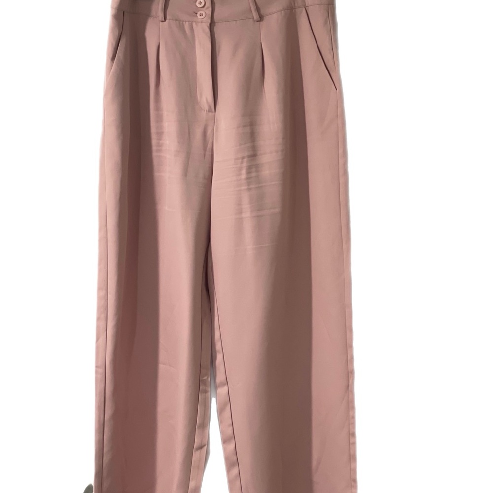 Elegant Pink Wide Leg High-Waisted Pants